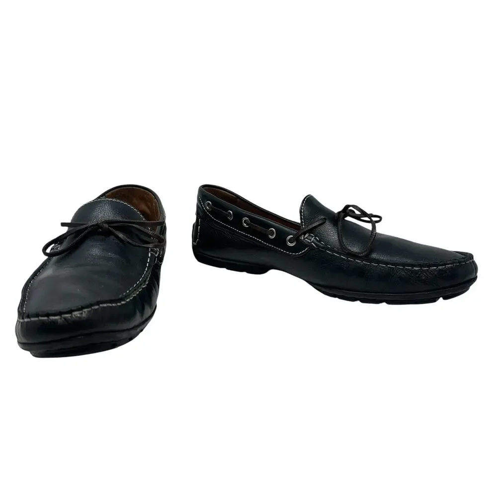 Peter Millar Pebbled Leather Driver Moc Loafers Black Driving Shoes‎ Men's 9M